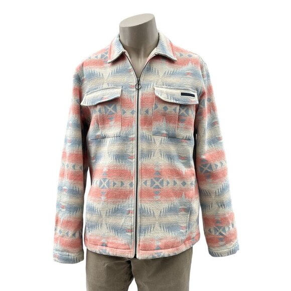 Civil Society Heritage Zip Front Pockets Western Aztec Print Shirt Jacket Mens L - Picture 1 of 10